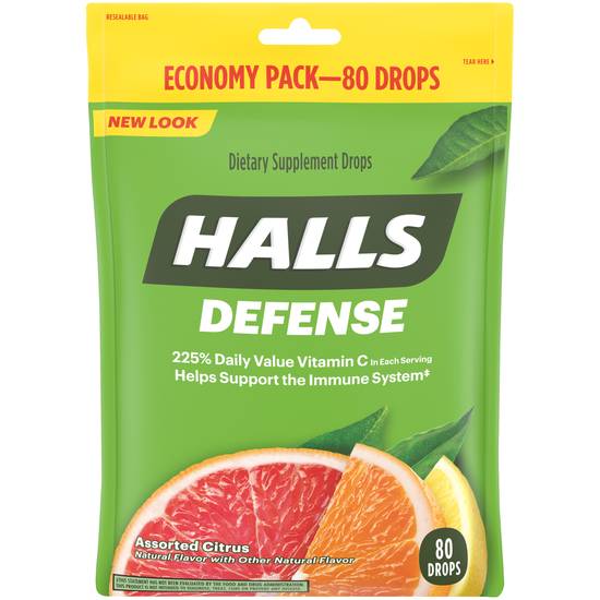 Order Halls Defense Assorted Citrus Vitamin C Drops (80 ct) food online from Rite Aid store, TOLEDO on bringmethat.com