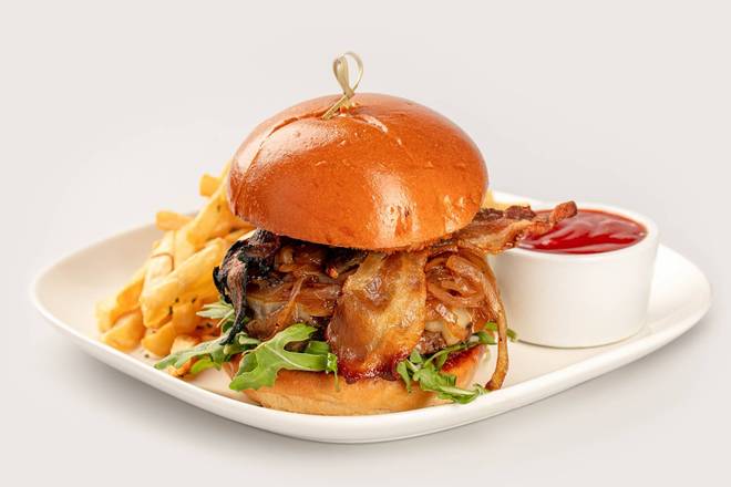 Order The Ultimate House Burger food online from Deja Brew Taproom & Kitchen store, Los Angeles on bringmethat.com