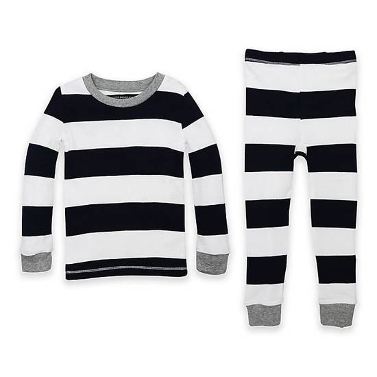Order Burt's Bees Size 18M 2-Piece Rugby Stripe Organic Cotton Pajama Set in Navy food online from Bed Bath & Beyond store, Lancaster on bringmethat.com