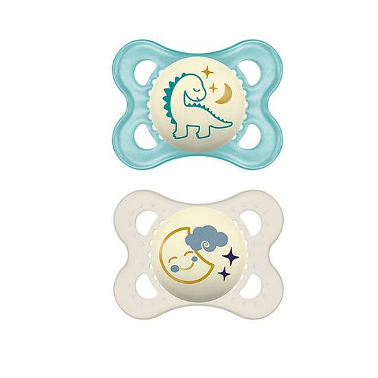 Order MAM Night Age 0-6 Months Glow-in-the-Dark Pacifier in Blue (2-Pack) food online from Bed Bath & Beyond store, Lancaster on bringmethat.com