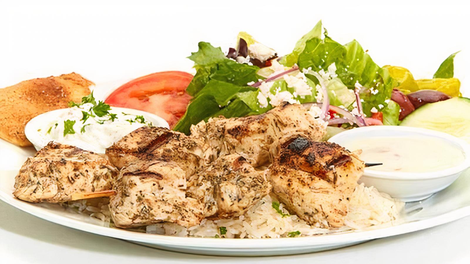 Order Grilled Chicken Kebob Feast food online from Taziki Cafe store, Tuscaloosa on bringmethat.com