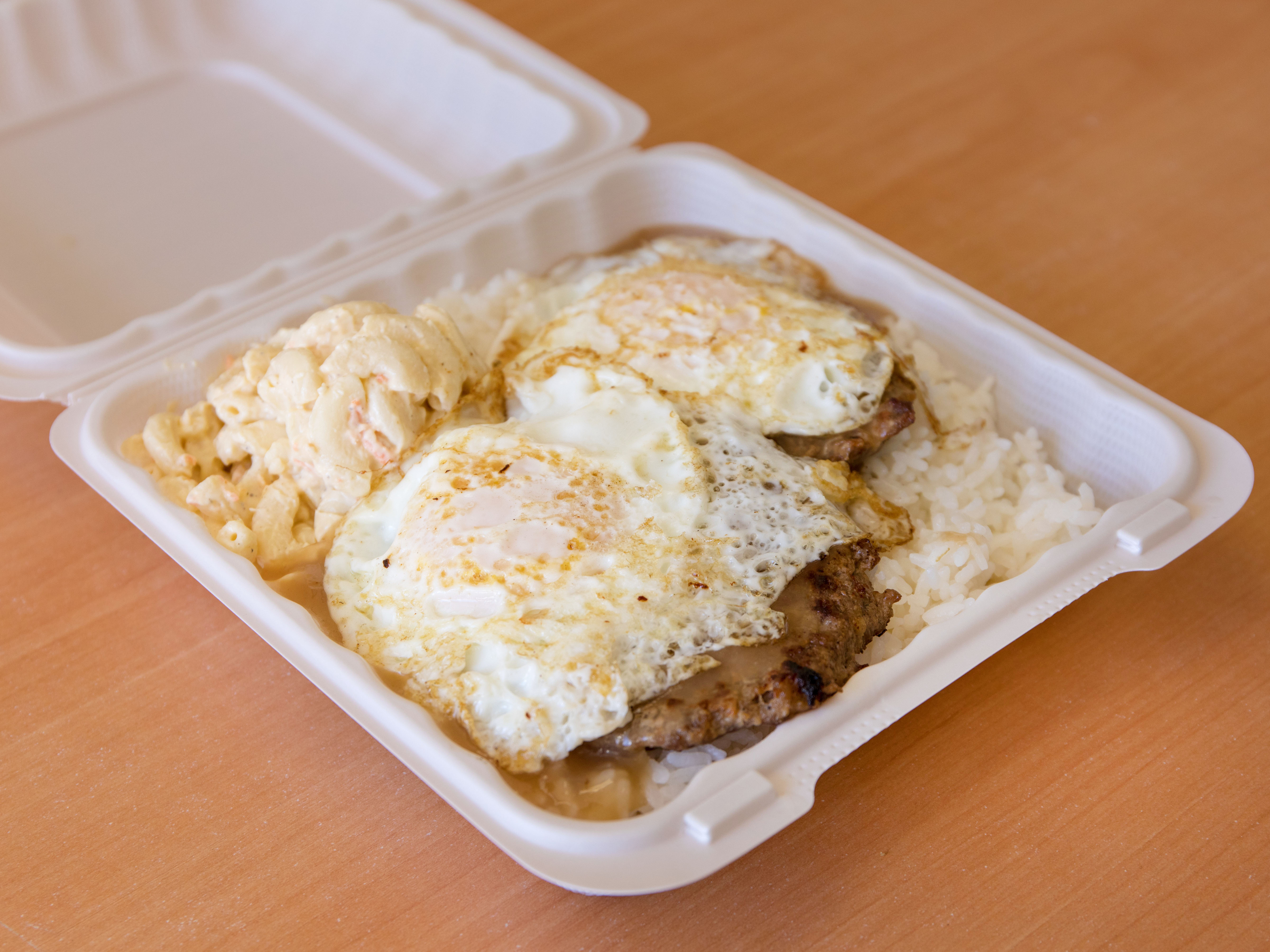 Order E. Loco Maco Plate Lunch food online from Hawaiian Drive Inn. #28 store, Daly City on bringmethat.com