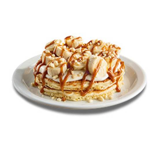 Order Stack of It's Bananas Salted Caramel Pancakes food online from Denny's store, West Seneca on bringmethat.com