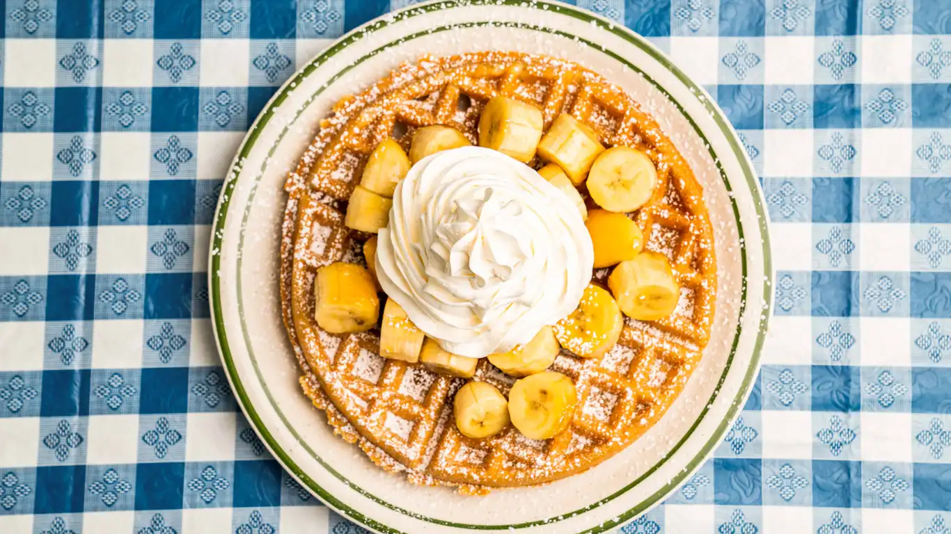 Order Banana Fosters Waffle food online from Country Waffles store, Citrus Heights on bringmethat.com