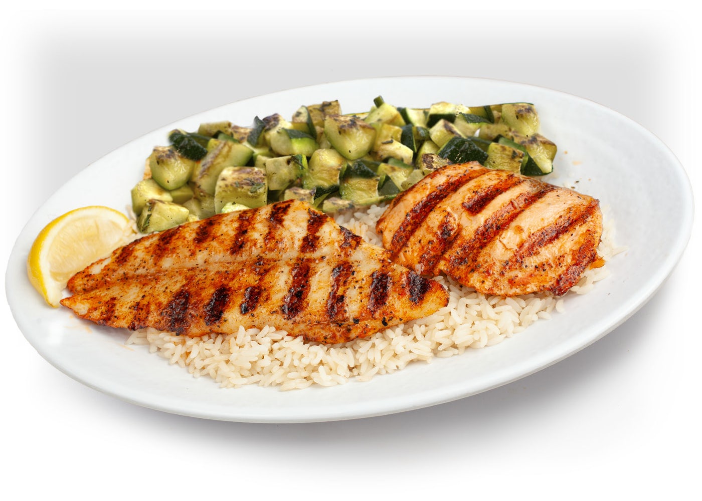 Order SALMON & SWAI COMBO food online from California Fish Grill store, Cypress on bringmethat.com