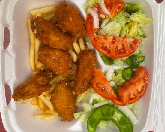 Order Hot Wings Over Salad (6 pcs) food online from Kennedy Fried Chicken store, Monticello on bringmethat.com