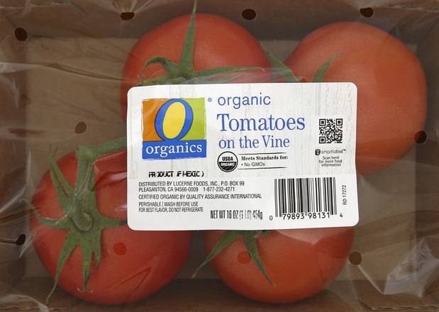 Order O Organics · Tomatoes on the Vine (16 oz) food online from Albertsons store, Boulder City on bringmethat.com