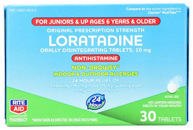 Order Rite Aid Children Allergy Relief Loratadine Chewable Tablets (30 ct) food online from Rite Aid store, Greenville on bringmethat.com