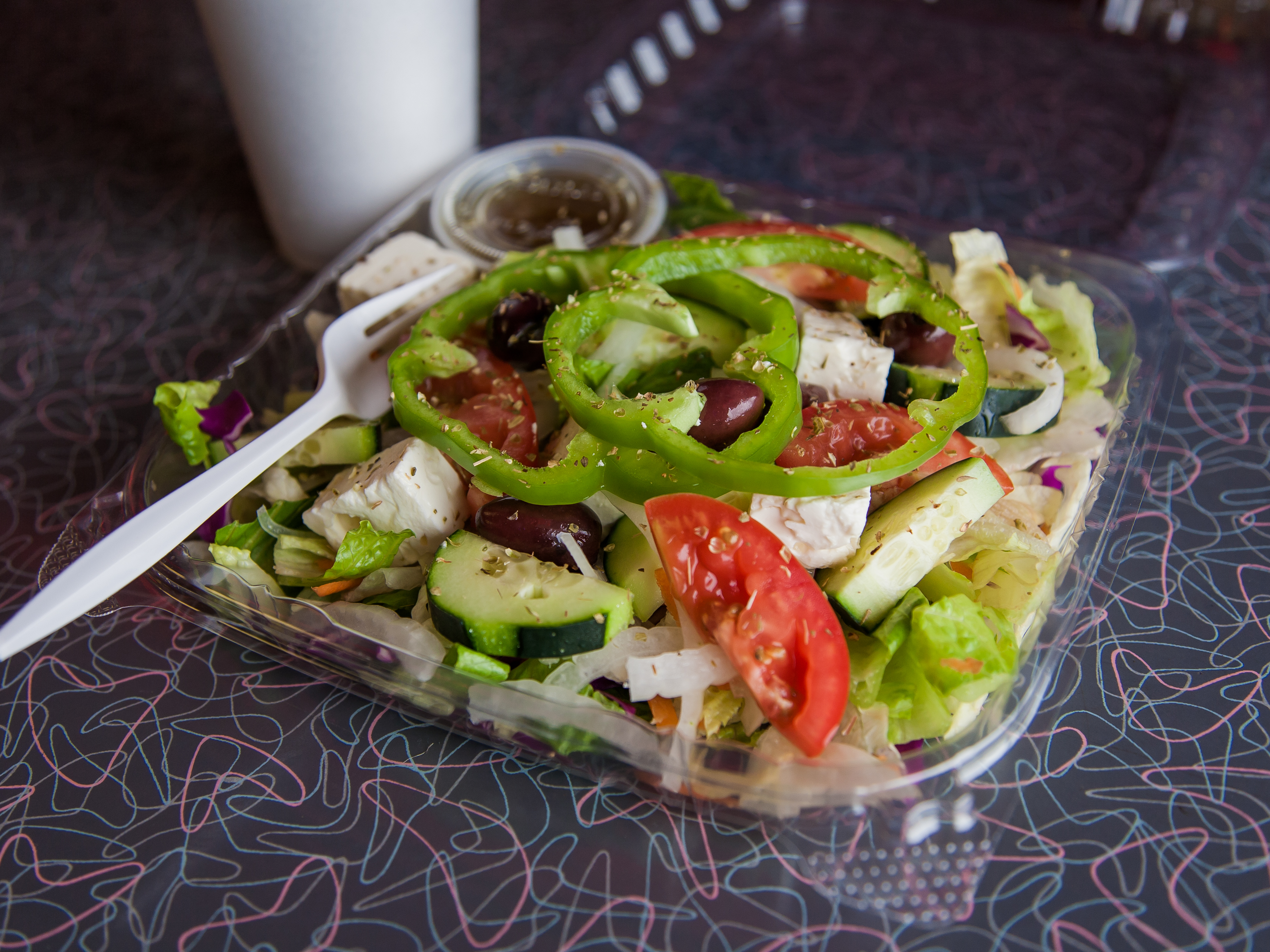 Order Greek Salad food online from Scooby's Red Hots store, Arlington Heights on bringmethat.com