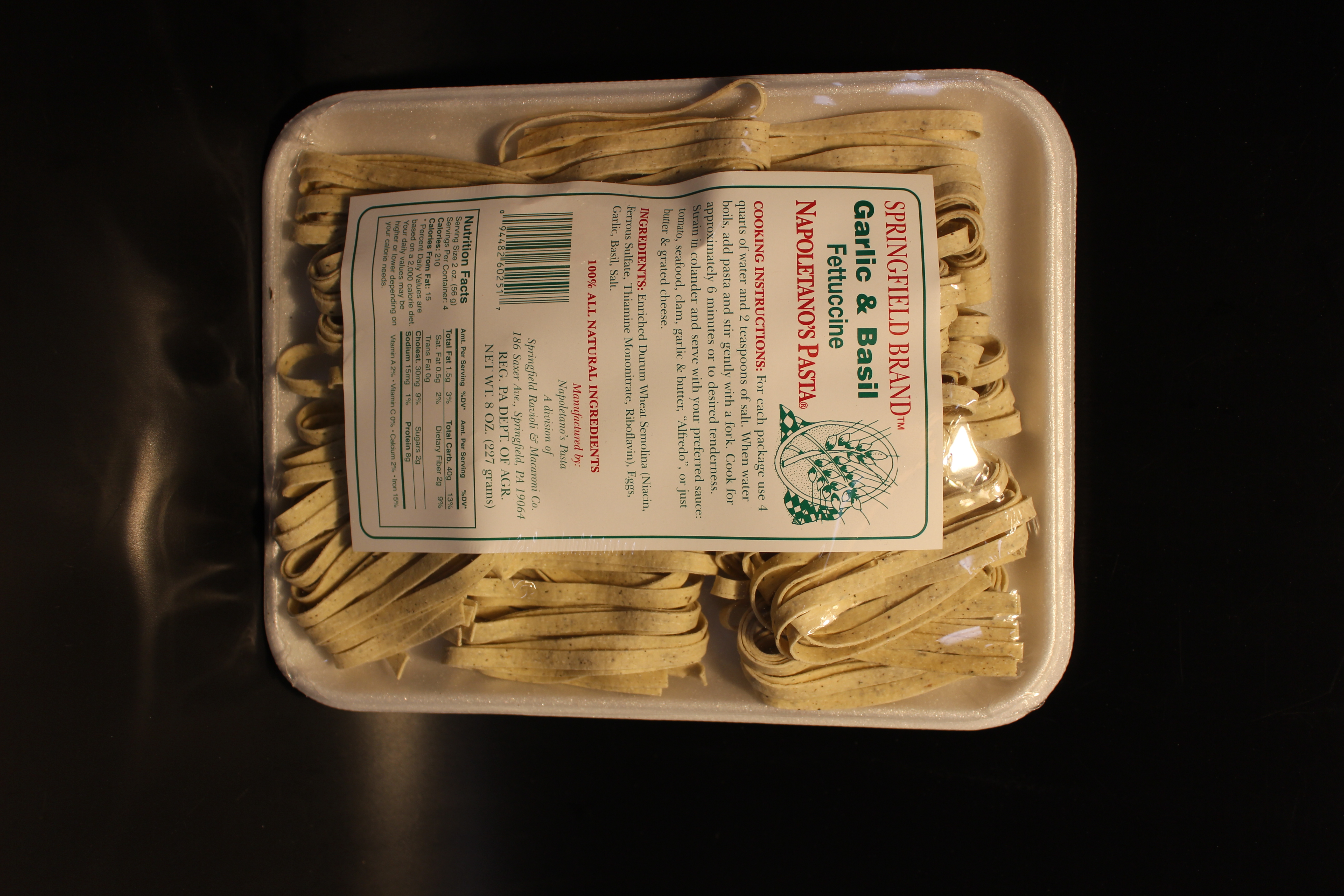 Order Garlic and Basil Fettuccine Dried - 8 oz. food online from Napoletano Brothers store, Springfield on bringmethat.com