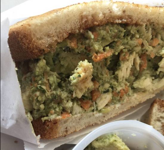 Order Edamame Pesto Chicken Sandwich food online from Slow G's Eatery store, Danville on bringmethat.com