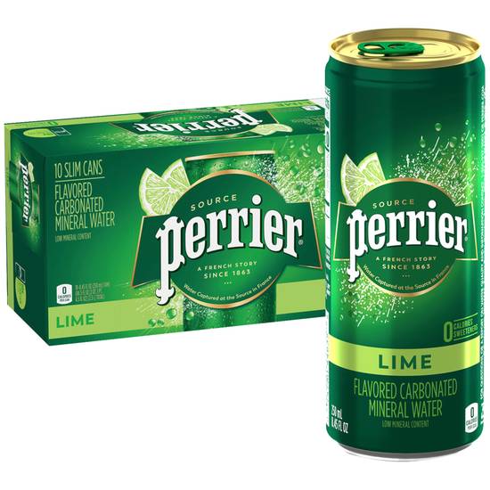 Order Perrier Lime Flavored Sparkling Mineral Water, 8.45 OZ Cans, 10 CT food online from Cvs store, LANETT on bringmethat.com