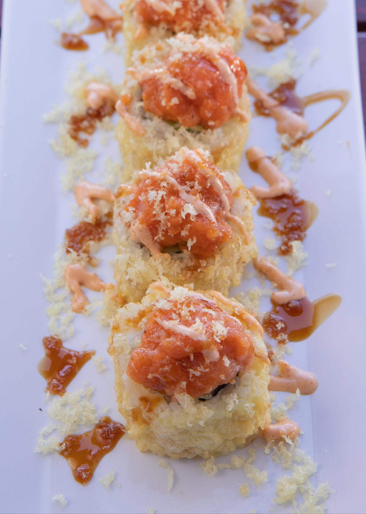 Order Volcano Roll food online from Meshuga 4 Sushi - W. Pico Blvd. store, Los Angeles on bringmethat.com