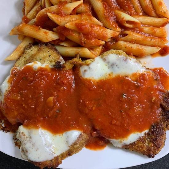 Order Chicken Parmigiana Dinner food online from Pizzazz On The Circle store, University Heights on bringmethat.com