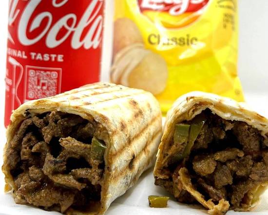 Order Halal Beef Shawarma with Chips and drink food online from Taste of Egypt store, Arlington on bringmethat.com