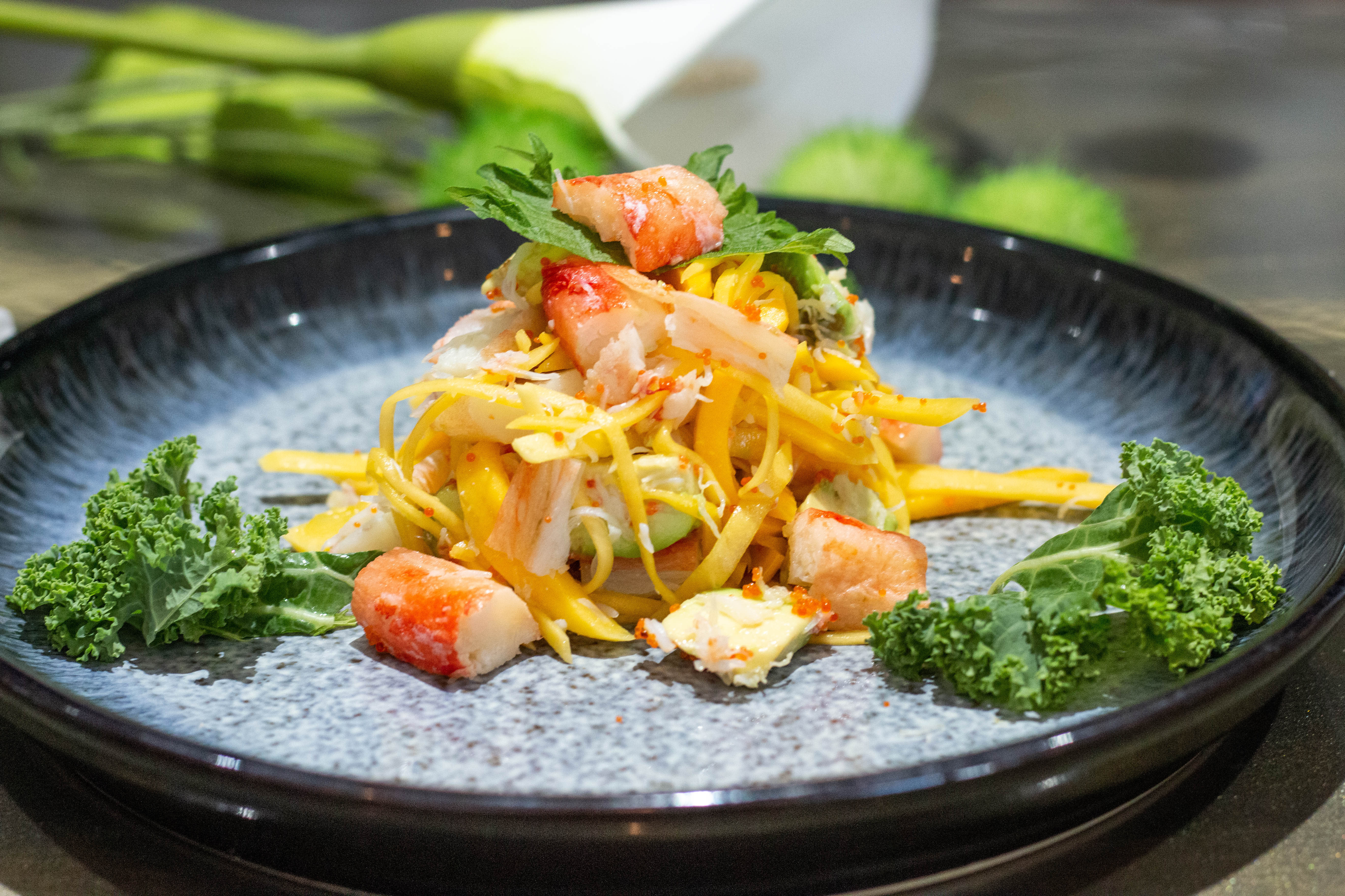 Order King Crab Mango Salad food online from Kumo Sushi store, Bethlehem on bringmethat.com