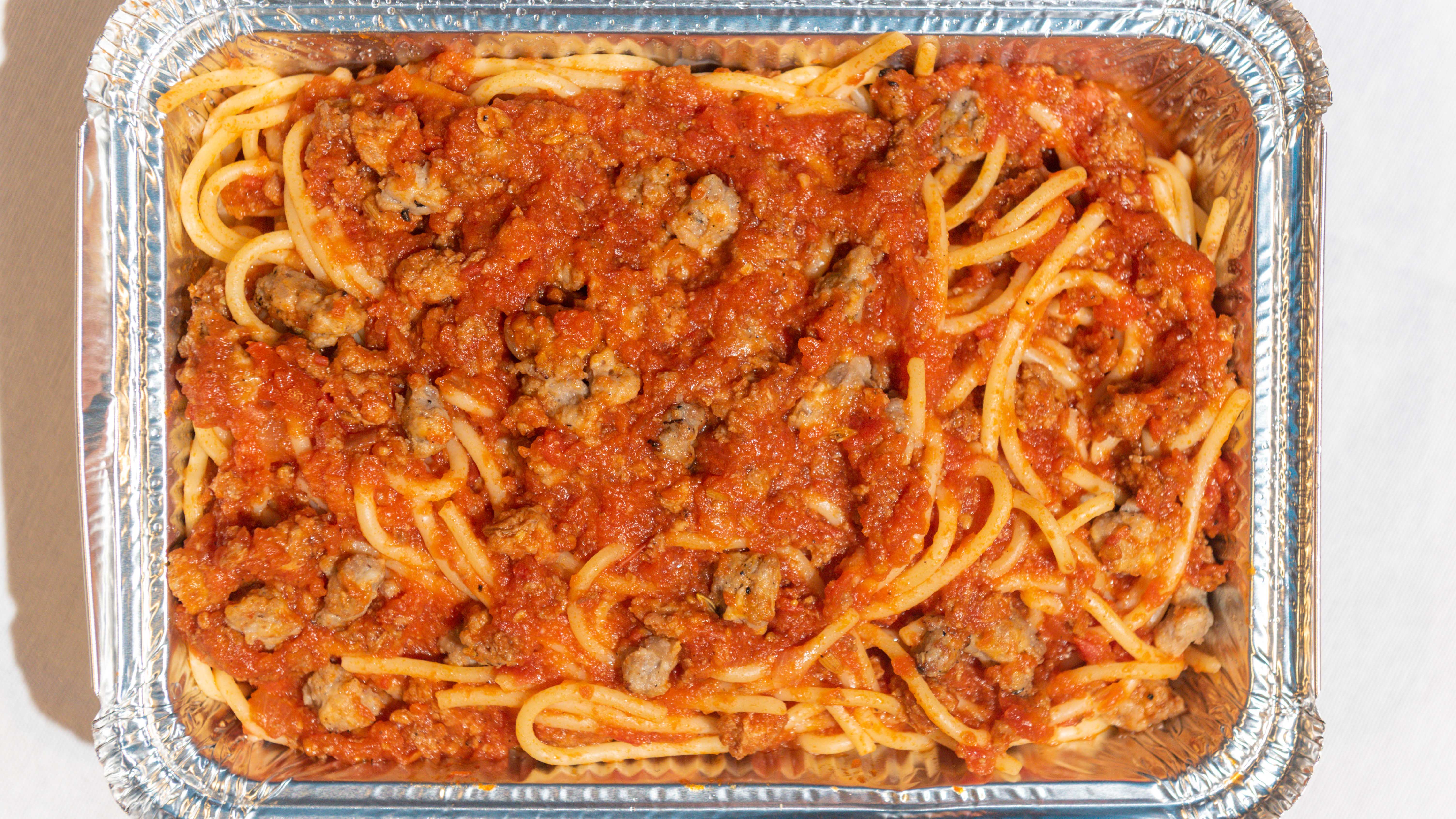 Order Spaghetti with Meat Sauce food online from John Incredible Pizza store, Montclair on bringmethat.com