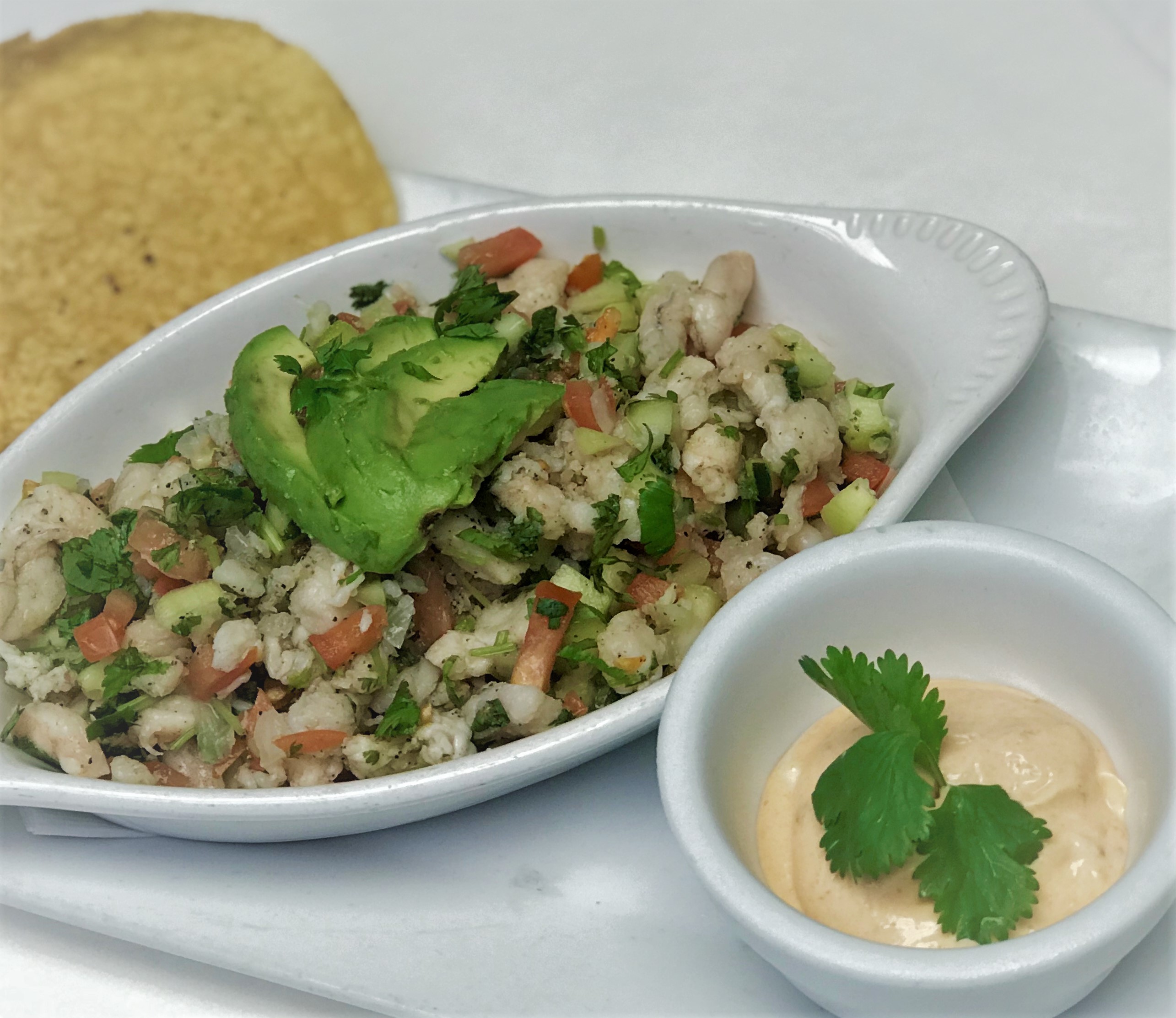 Order Ceviche Blanco  food online from Guadalajara Mexican Grill store, Tucson on bringmethat.com