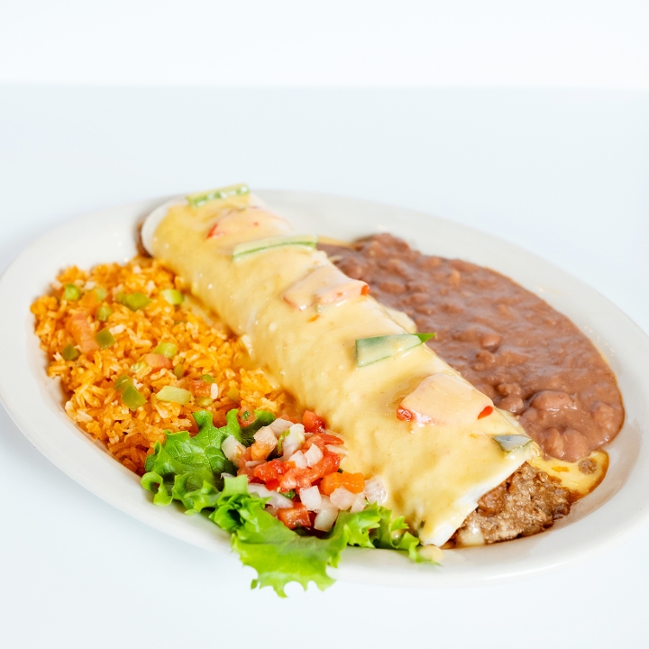 Order Seasoned Chicken Fiesta Burrito food online from El Fenix Mexican Restaurant store, Greenville on bringmethat.com