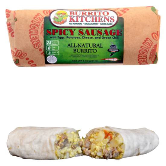 Order Burrito Kitchen Spicy Sausage Burrito 8oz food online from Everyday Needs By Gopuff store, Littleton on bringmethat.com