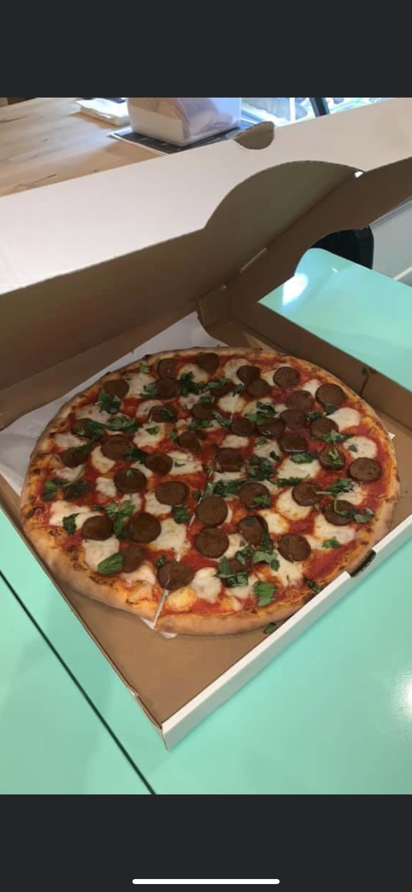 Order Vegan cheese pizza w vegan pepperoni  food online from Nola Mia Gelato Cafe store, New Orleans on bringmethat.com