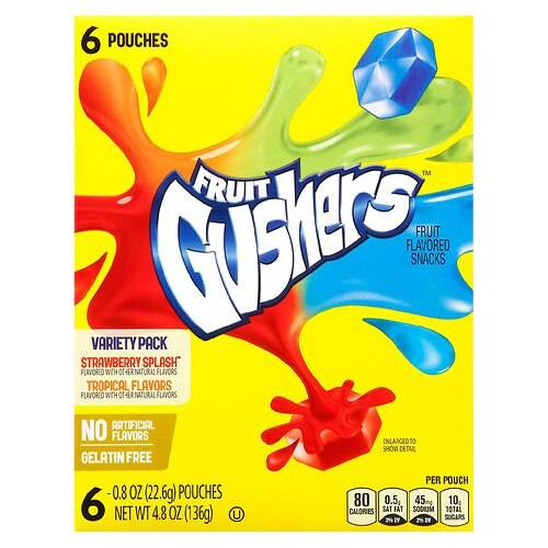 Order Fruit Gushers Fruit Flavored Snacks Variety Pack - 0.8 oz x 6 pack food online from Walgreens store, Fort Collins on bringmethat.com