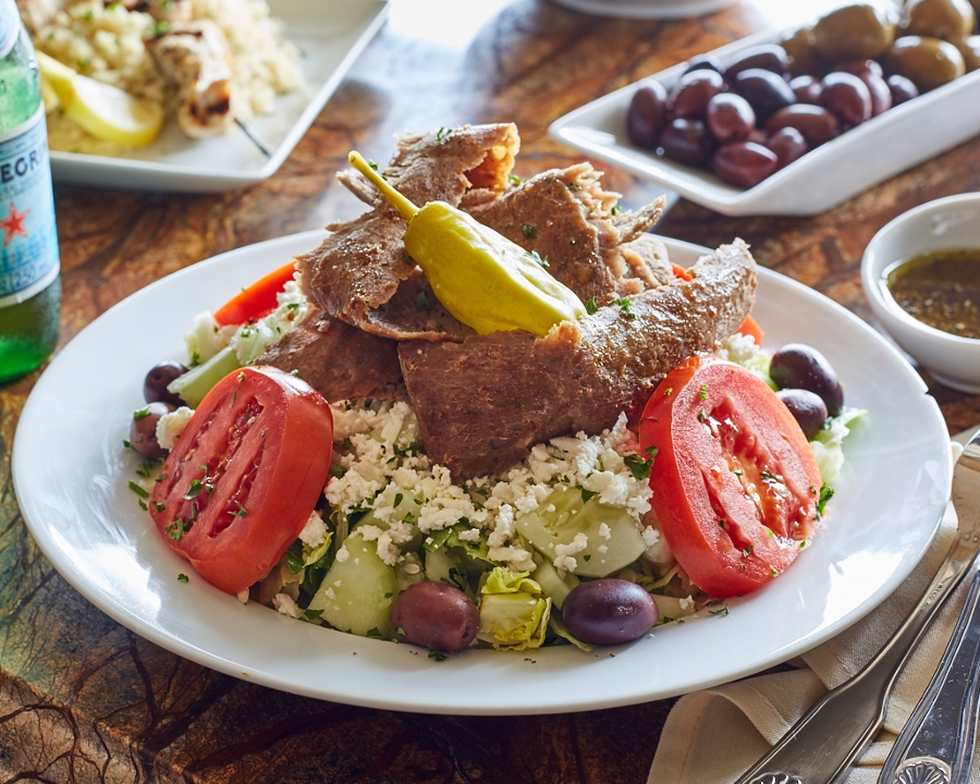 Order Greek Salad food online from Papoulis Mediterranean Cafe & Market store, Alpharetta on bringmethat.com