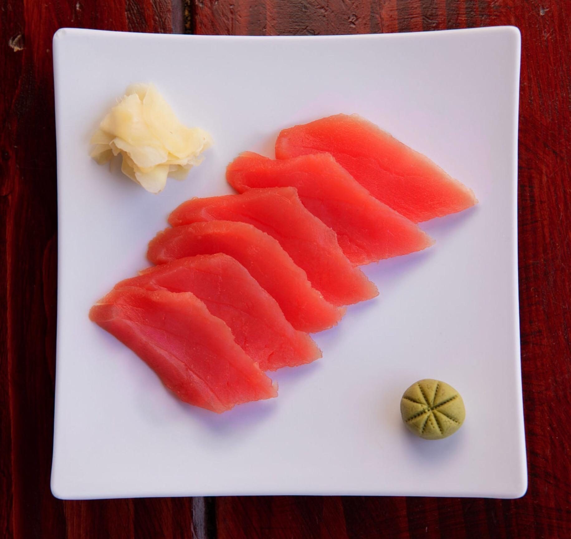 Order 6pc. Tuna Sashimi food online from Meshuga 4 Sushi - W. Pico Blvd. store, Los Angeles on bringmethat.com