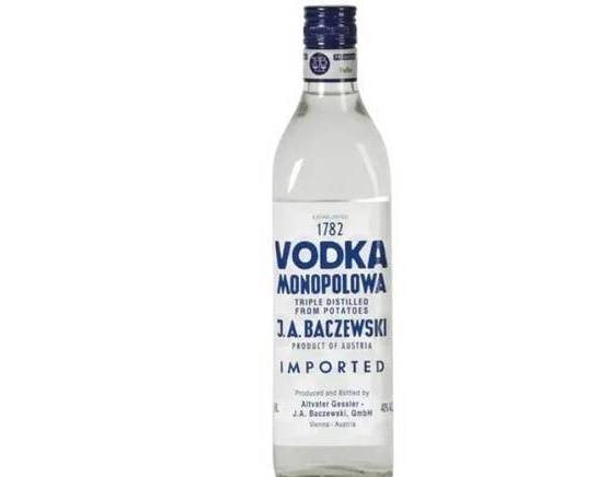 Order Monopolowa, 750mL vodka (40.0% ABV) food online from Cold Spring Liquor store, Liberty Hill on bringmethat.com