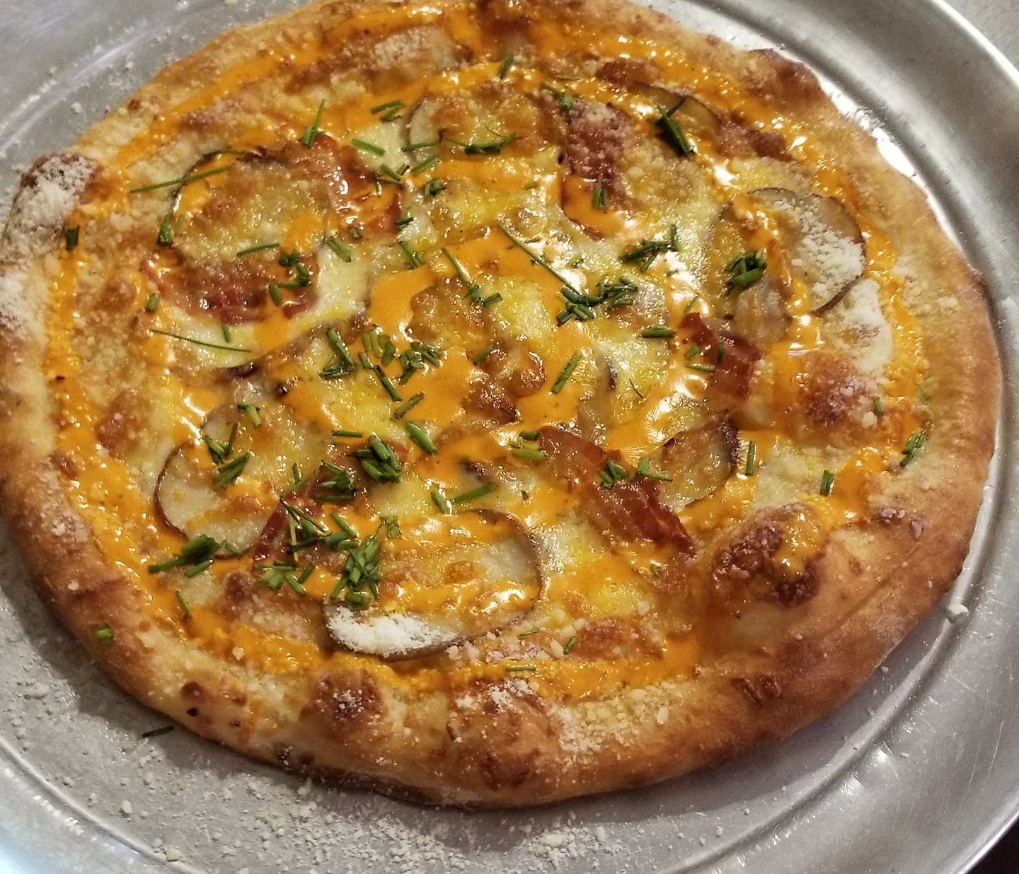 Order Loaded Potato Pizza - 12" food online from American Pie Pizzeria store, Hagerstown on bringmethat.com
