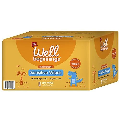 Order Well Beginnings Sensitive Skin Baby Wipes 4x90-count - 360.0 ea food online from Walgreens store, CALHOUN on bringmethat.com