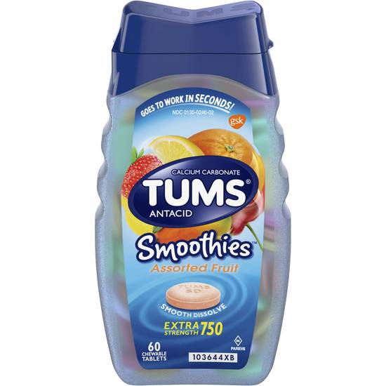 Order TUMS Smoothies Chewable Extra Strength Antacid Tablets for Heartburn Relief (60 ct) food online from Rite Aid store, BUTLER on bringmethat.com