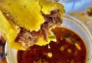 Order Beef (Res) Birria Tacos with Consome food online from Los Tacos & Desserts store, Chicago on bringmethat.com
