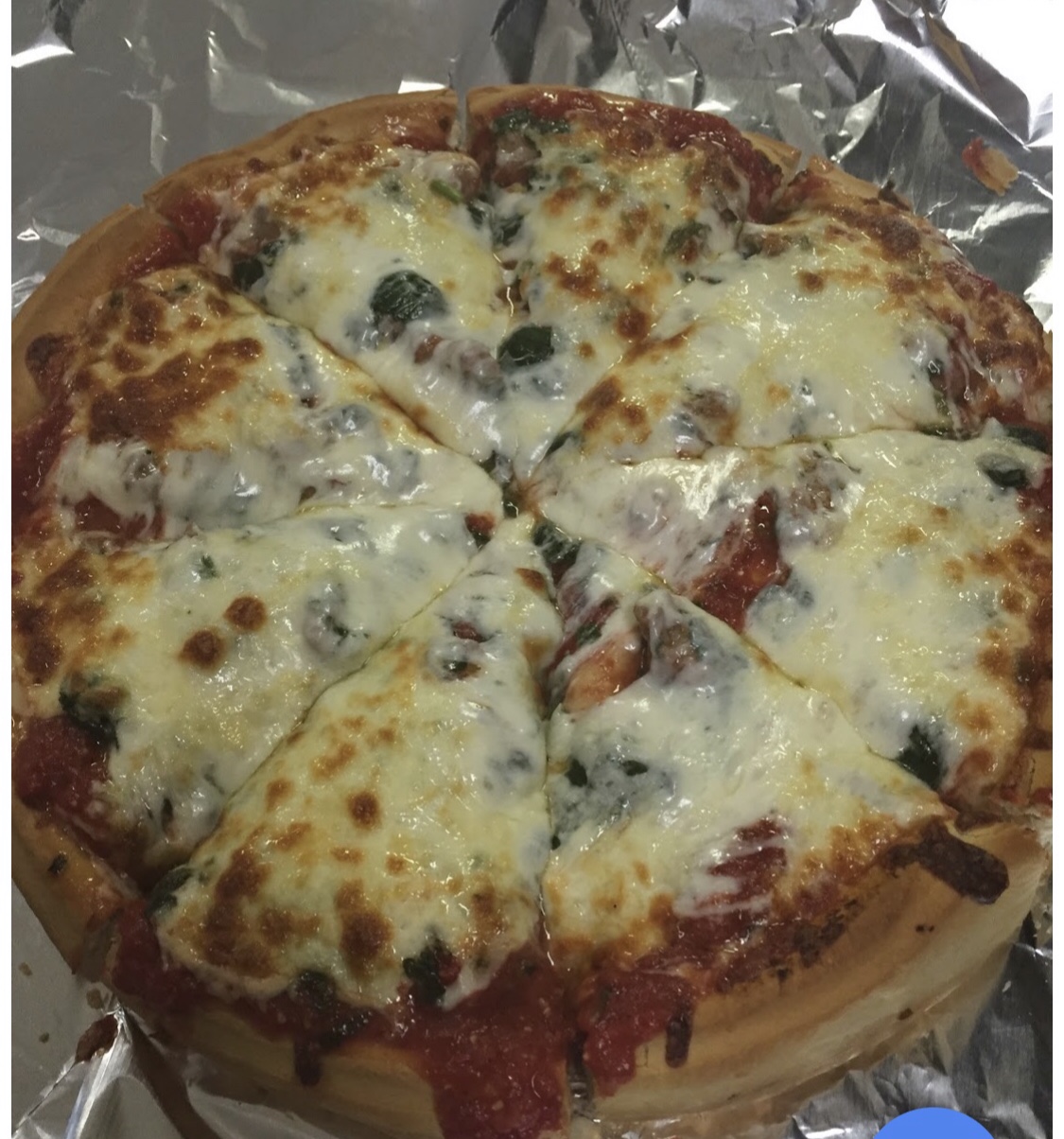 Order Large 14" Pan Crust Cheese Pizza food online from Victors Pizza store, Chicago on bringmethat.com