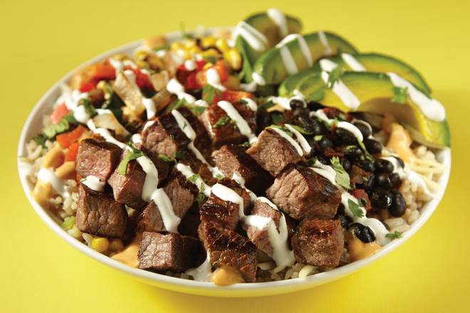 Order Spicy Steakhouse Bowl food online from Savage Burrito store, Littleton on bringmethat.com