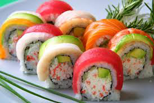 Order Rainbow Roll food online from Arata Sushi & Bowl store, Las Vegas on bringmethat.com