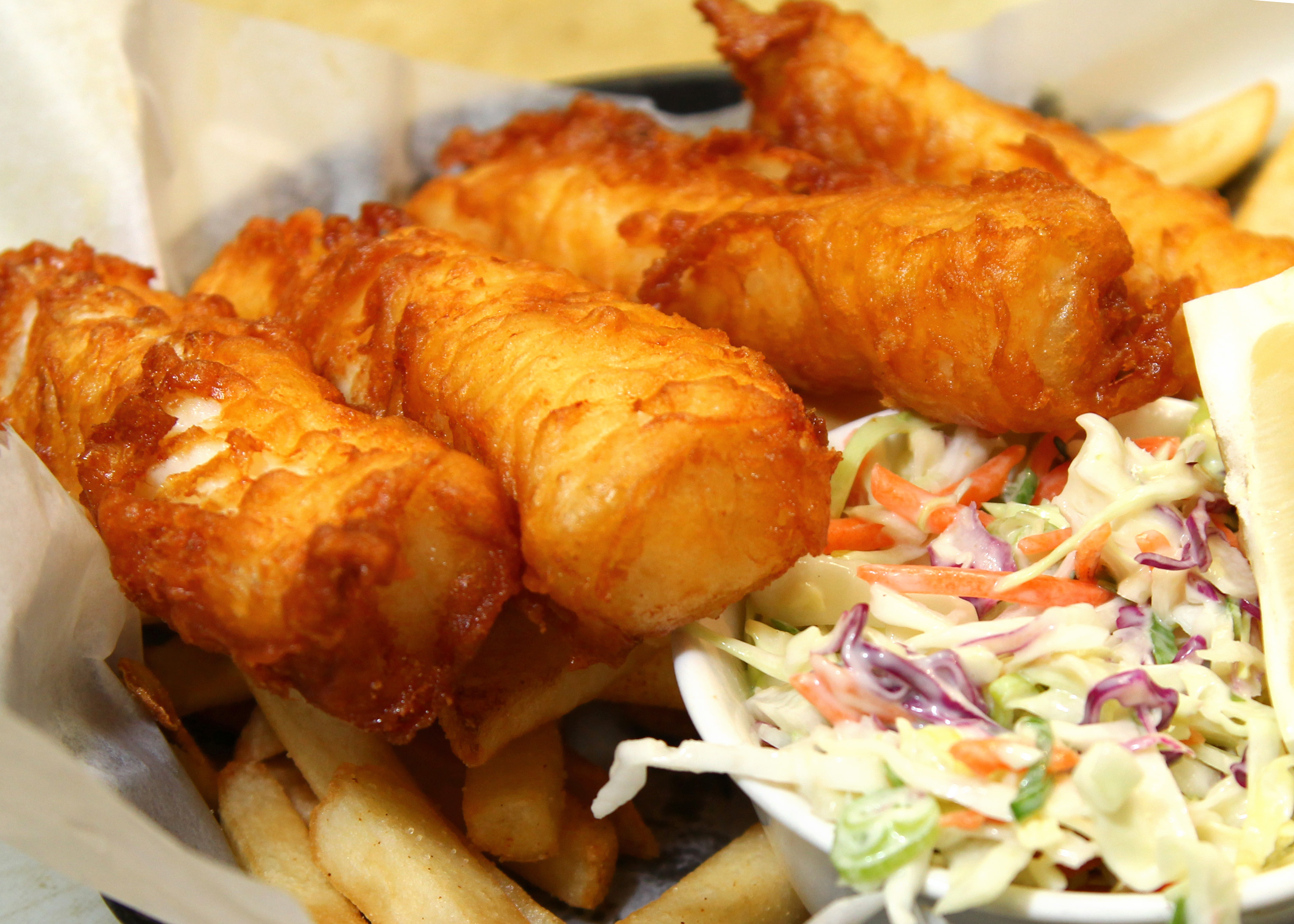 Order Beer Battered Fish and Chips food online from Bluesalt Fish Grill store, Redondo Beach on bringmethat.com