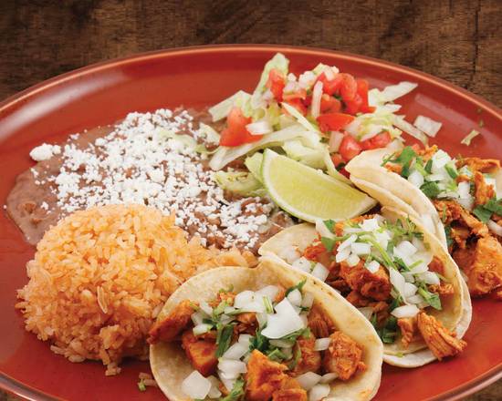 Order Mexican Taco Plate / chicken food online from La Parrilla Kitchen store, Beaverton on bringmethat.com