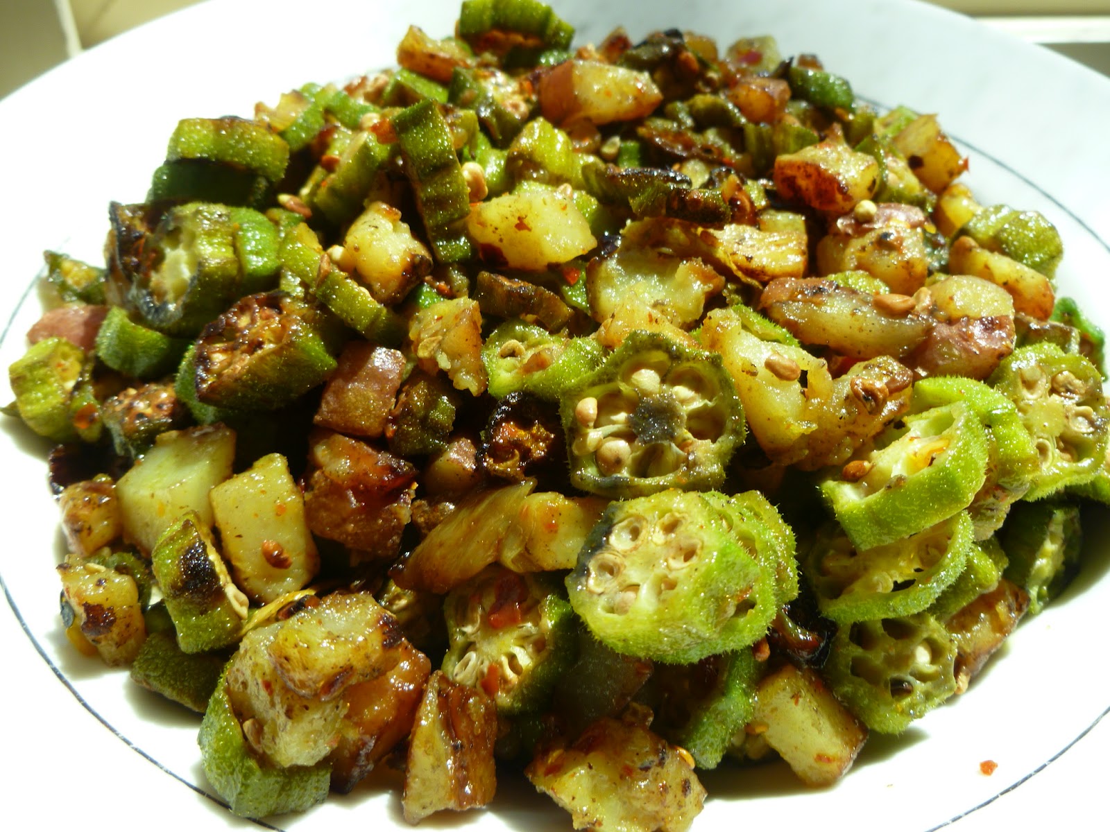 Order Okra with Pepper and Salt Dry food online from Kitchen O China store, Jersey City on bringmethat.com