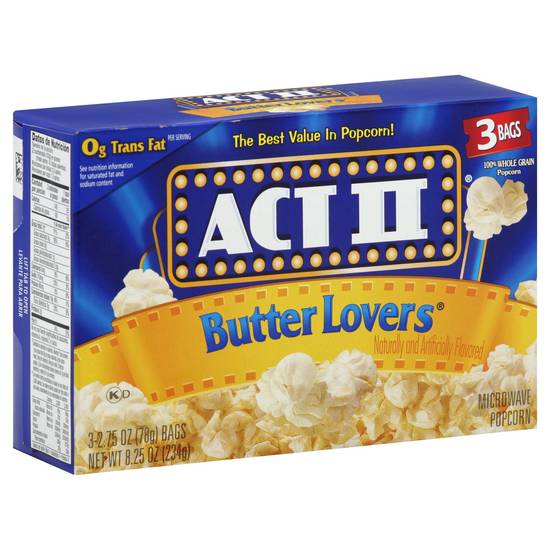 Order Act II Microwave Popcorn Butter Lovers (3 ct) food online from Rite Aid store, Eugene on bringmethat.com