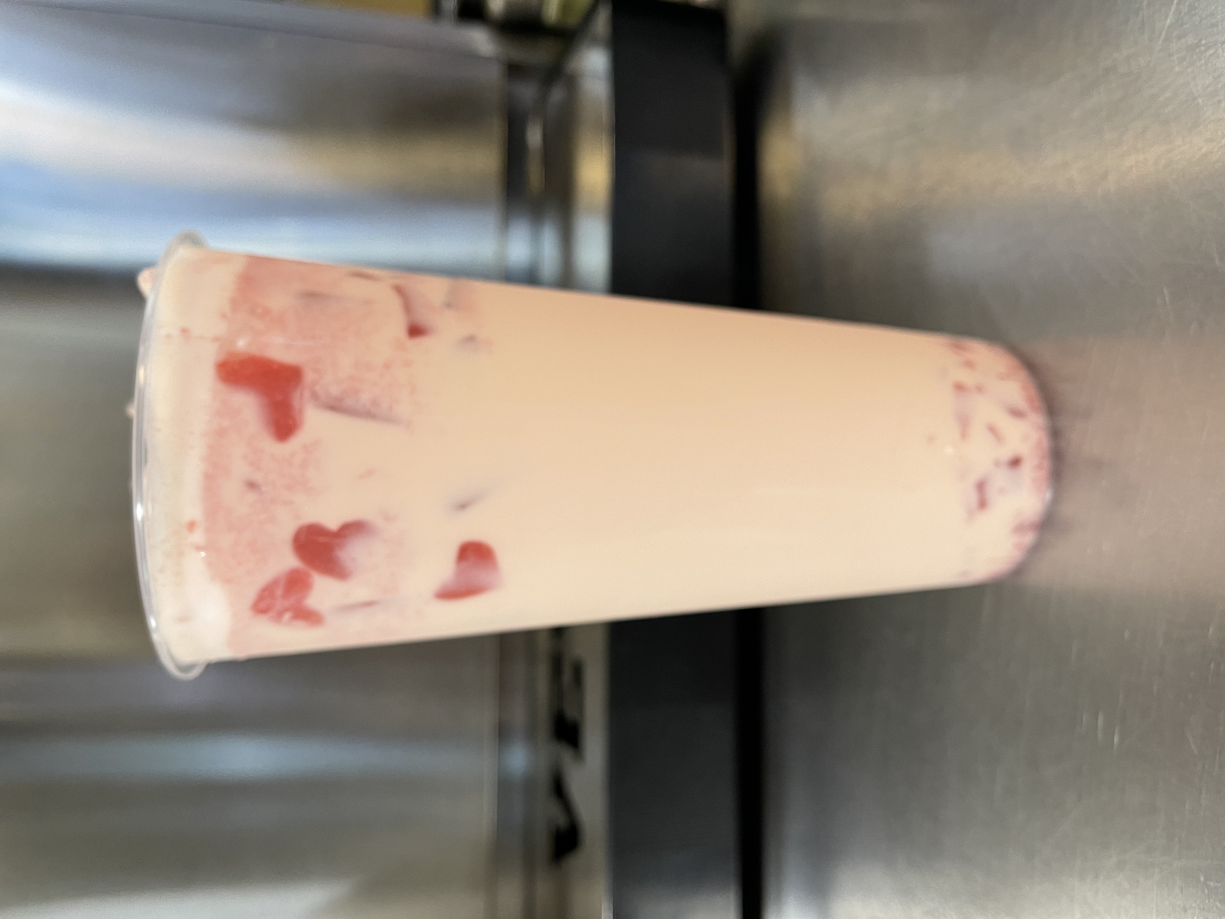 Order Pinky Pom (Strawberry-Rose Milk Tea, non-dairy) food online from Luxe Boba & Teaco store, San Diego on bringmethat.com