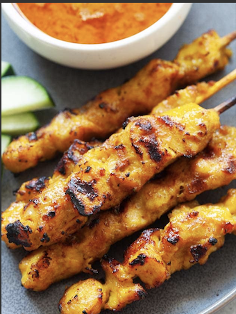 Order 4 Pieces Chicken Satay Malaysian Style food online from Jin 28 store, Carol Stream on bringmethat.com