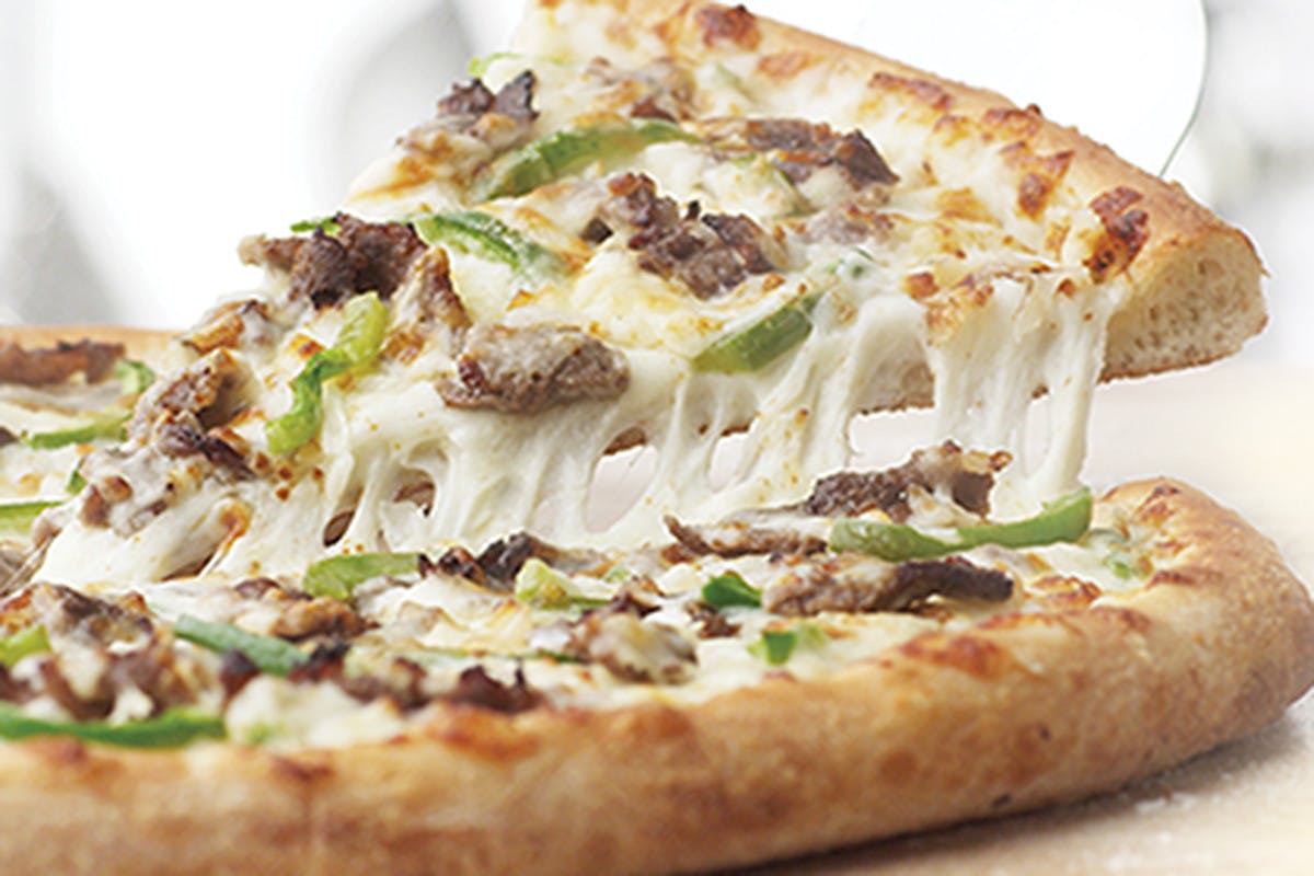 Order 12. Philly Steak Pizza - Small 12" (6 Slices) food online from Chicos Pizza store, San Francisco on bringmethat.com