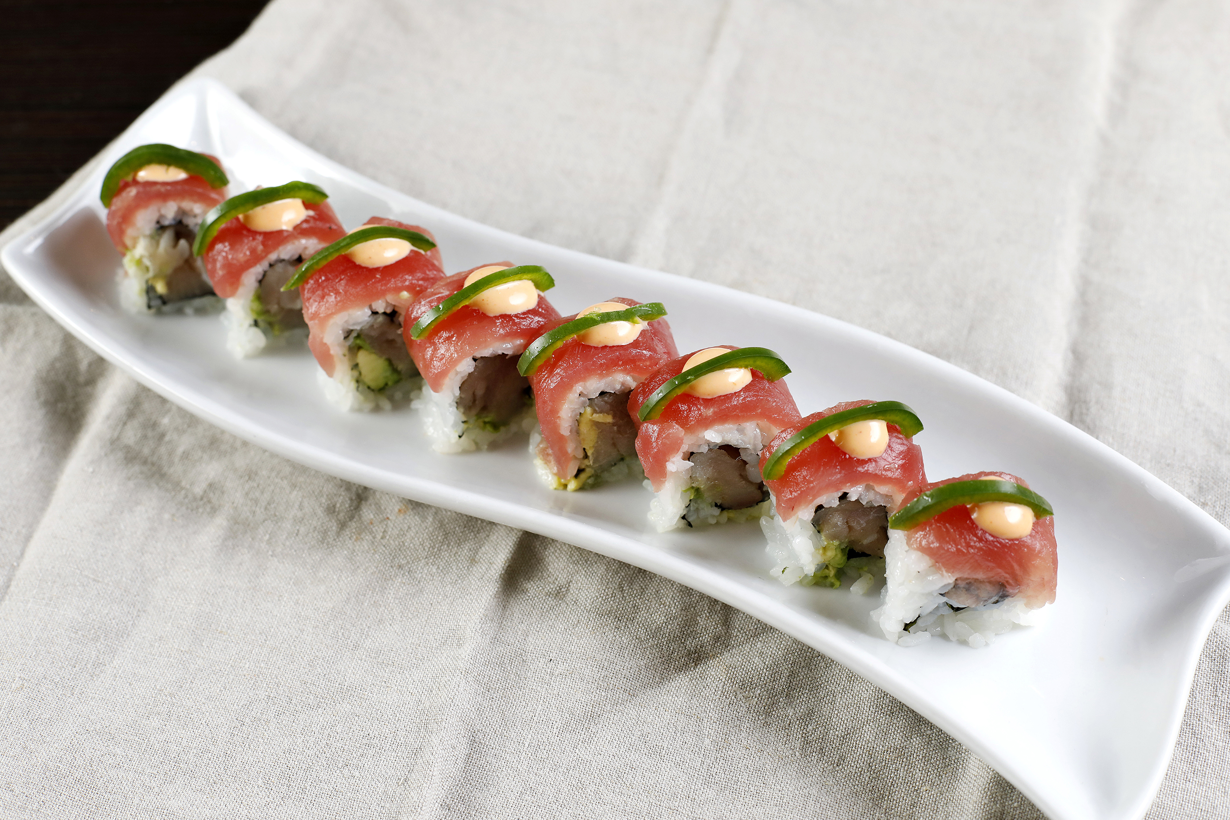 Order Akashiro Roll food online from Blue Fin Sushi store, San Francisco on bringmethat.com