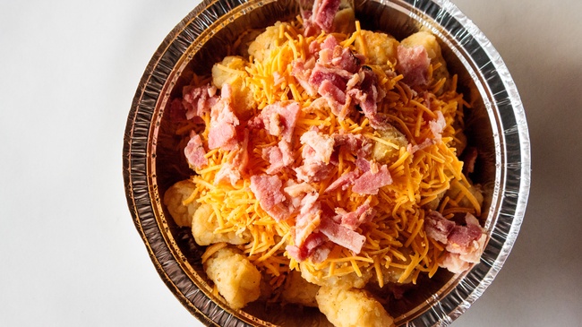 Order Large Cheesy Bacon Tots food online from Mac Man  store, Denver on bringmethat.com