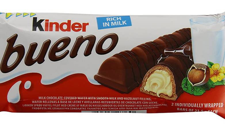 Order Ferrero Kinder Bueno 2 Individually Wrapped Bars food online from Route 7 Food Mart store, Norwalk on bringmethat.com