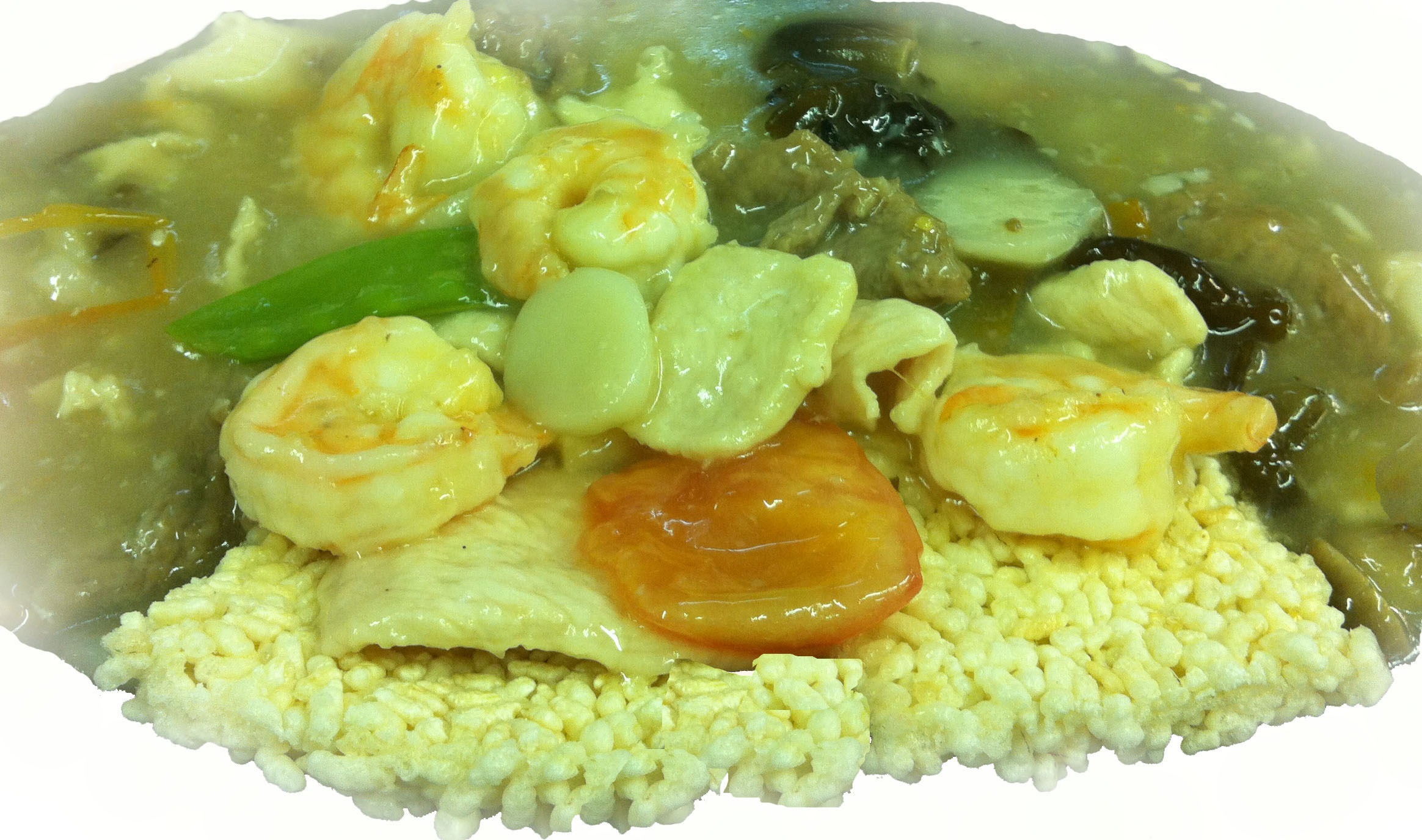 Order 3 Delight with Sizzling Rice 三鲜锅巴 food online from Chengdu 23 store, Wayne on bringmethat.com