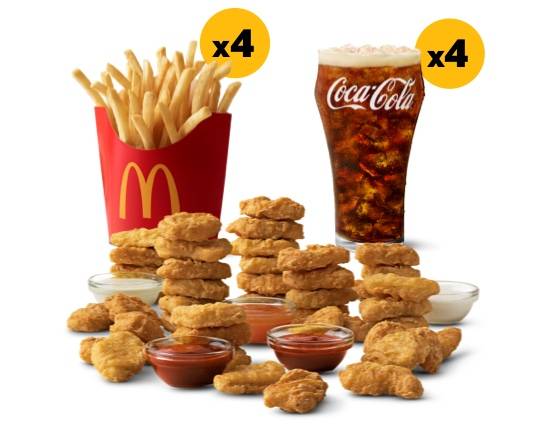 Order 40 Nuggets & 4 Med fry with 4 Drinks - Meal food online from Mcdonald's® store, TEMPLE on bringmethat.com