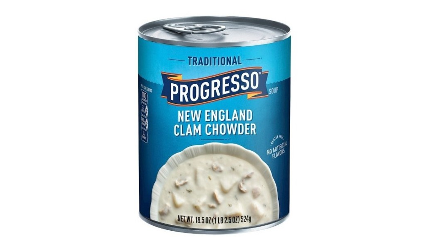 Order Progresso Clam Chowder 18.5oz Can food online from Village Commons Liquor store, Camarillo on bringmethat.com