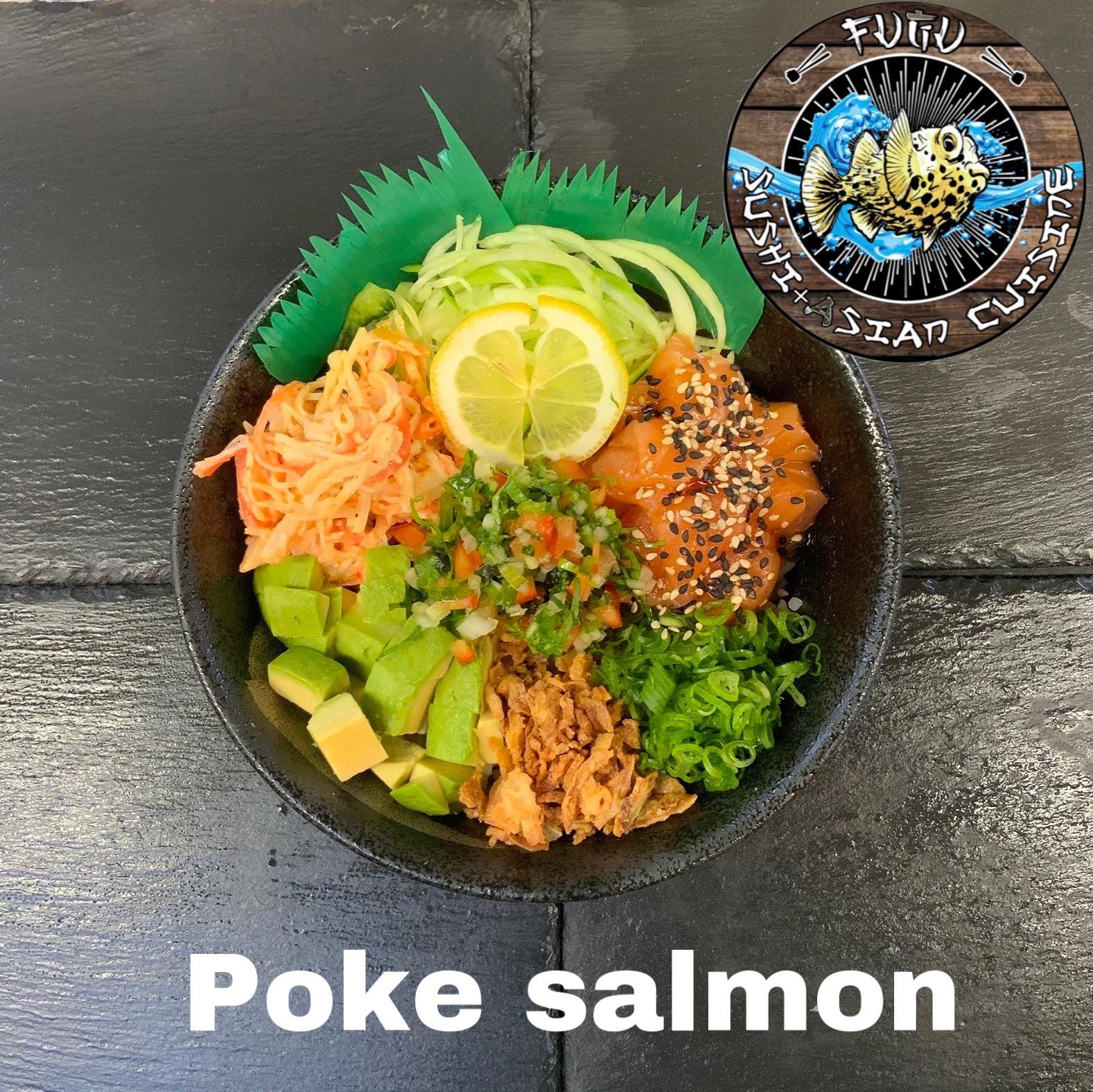 Order salmon poke food online from Fugu Sushi store, San Antonio on bringmethat.com